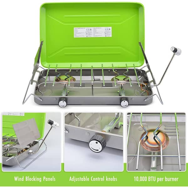 Flame King Portable 3 Burner Propane GAS Camping Stove w/Toast Tray