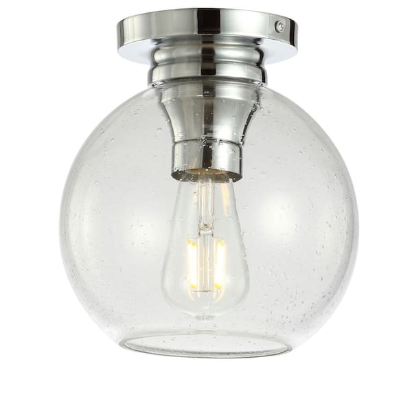 Atlas 7.75 in. Chrome Metal/Bubbled Glass LED Flush Mount