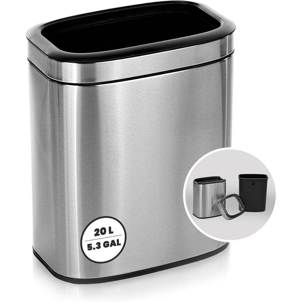 5.3 Gal. Stainless Steel Slim Trash Can with Liner