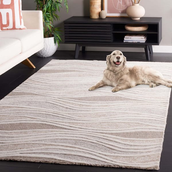 SAFAVIEH Fifth Avenue 8 ft. x 10 ft. Natural/Ivory Abstract Waves