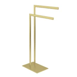 Edenscape 2-Bar Freestanding Towel Rack in Brushed Brass