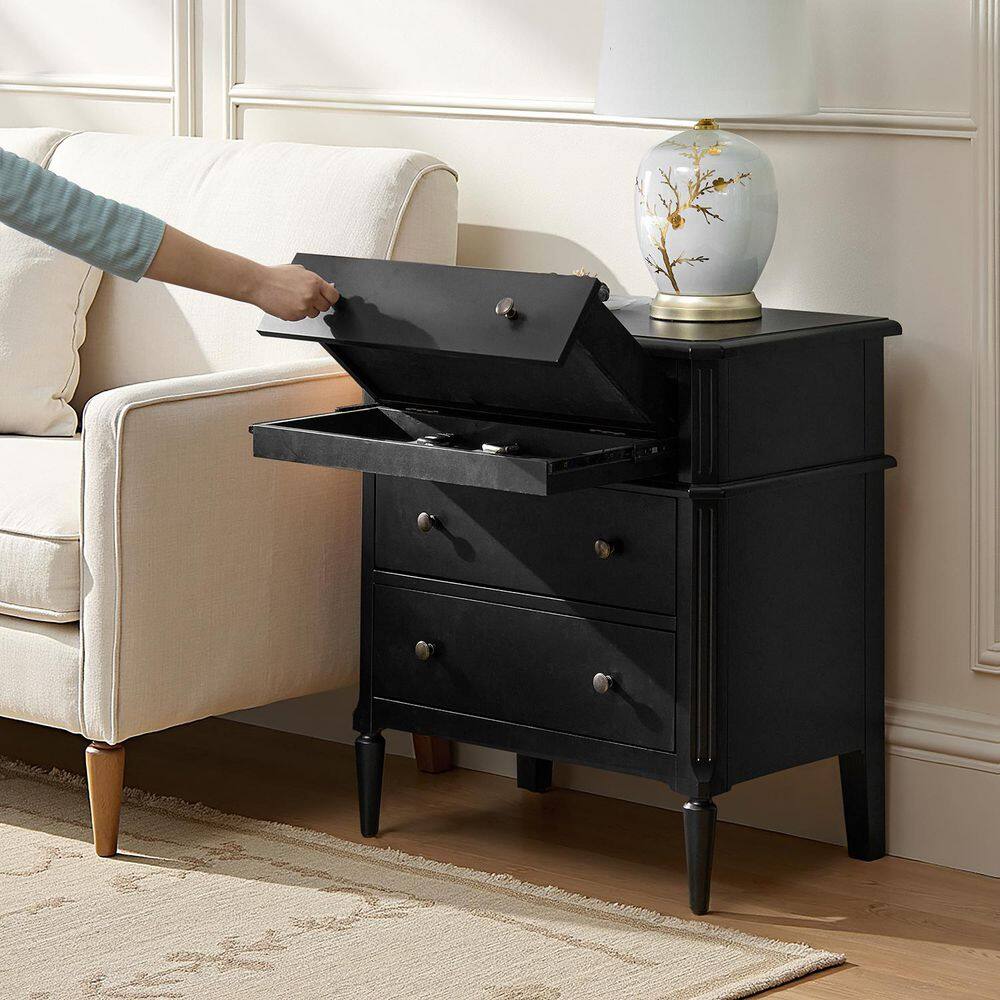 Fabien Walnut 3-Drawer 28 in. W Nightstand with Solid Wood Legs - thumbnail 2