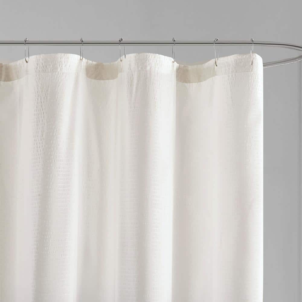 Taupe Ombre Seersucker Fabric Shower Curtain