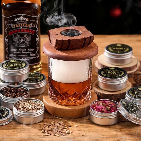 Lynzavix 12-Piece Assorted Wood Spice Blend Tin Set Natural Wood