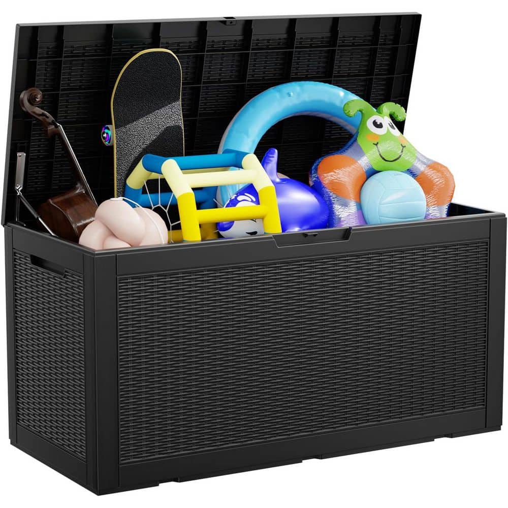 100 Gal. Outdoor Deck Box, Waterproof Lockable Resin Storage Container for Outside Cushions, Garden Tools, Black price history on PriceWatchPro