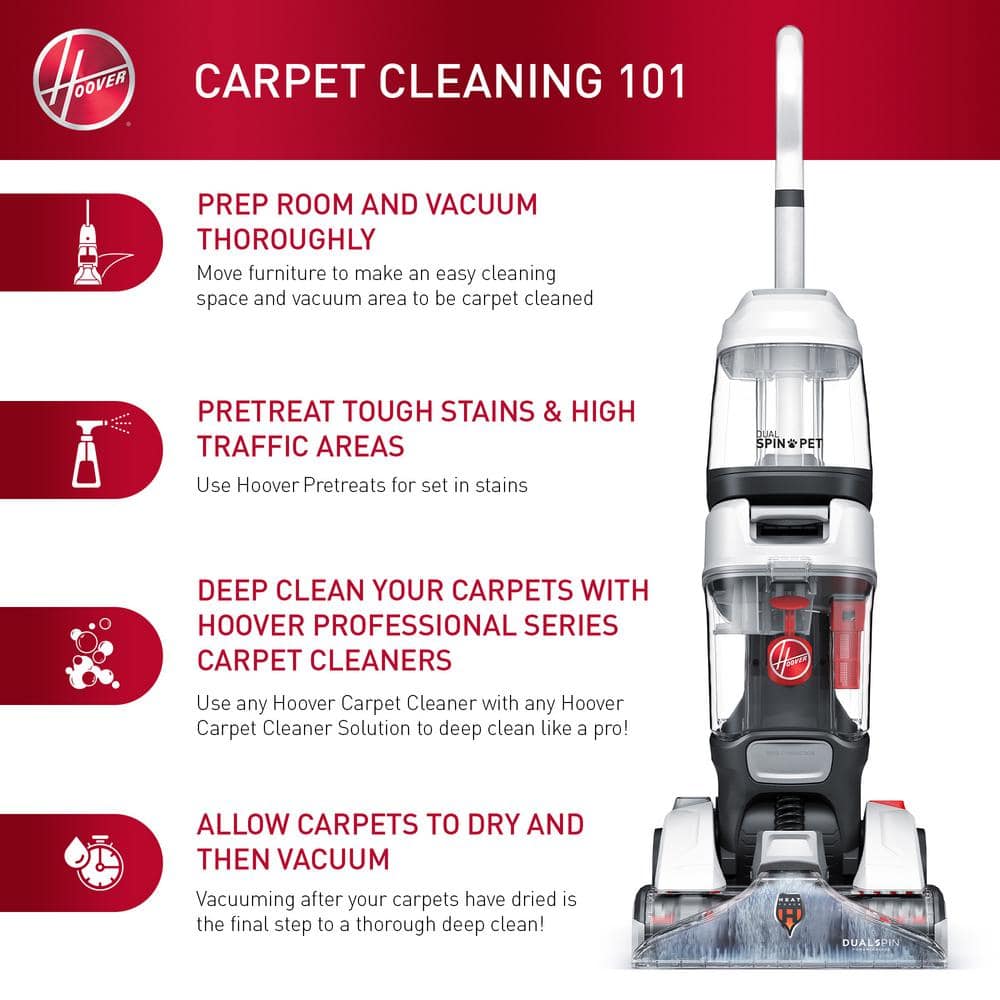White Dual Spin Pet Upright Carpet Cleaner Shampooer