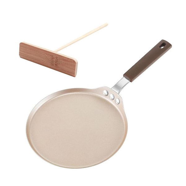 6-Inch Nonstick Champagne Gold Carbon Steel Mini Crepe Pan with Silicone Handle for Gas Induction Electric