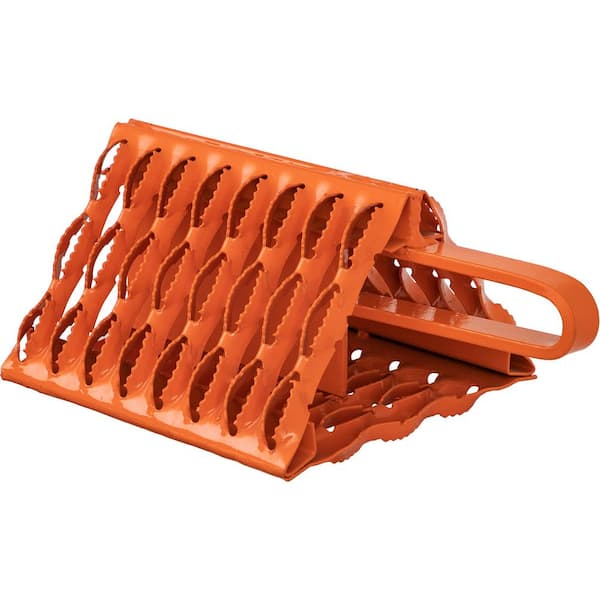 BUYERS PRODUCTS Serrated Wheel Chock Tire Stopper Block with Handle, Great for Icy Terrain, Orange