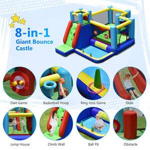 Inflatable Bounce House 8-in-1 Kids Inflatable Slide Bouncer Bounce House (With 735-Watt Blower)