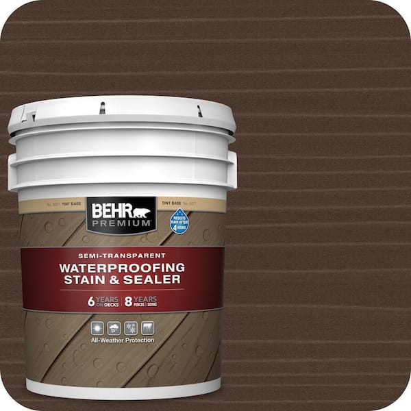 5 gal. #ST-201 English Brown Semi-Transparent Waterproofing Exterior Wood Stain and Sealer