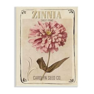 Sweet Pink Zinnia Florals Vintage Seed Packet by Studio W Unframed Print Nature Wall Art 13 in. x 19 in.