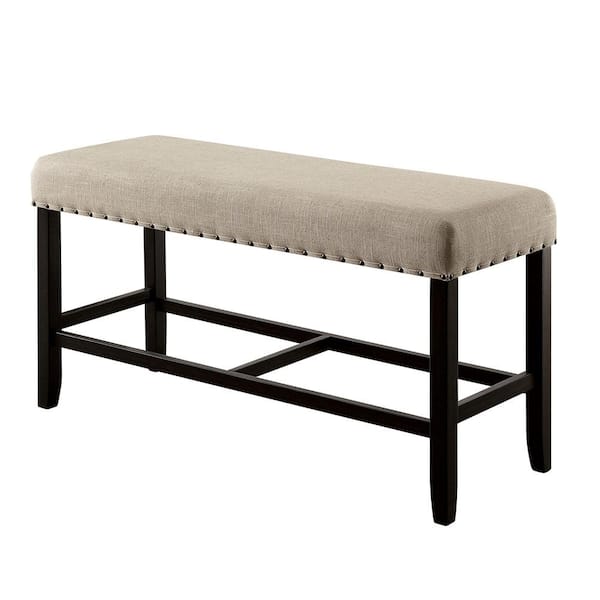 William's Home Furnishing Sania II Rustic Style Counter Height Bench in Antique Black Finish