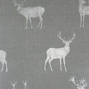 Heritage Stag Grey Metallic Paste the Paper Wet Removable Wallpaper