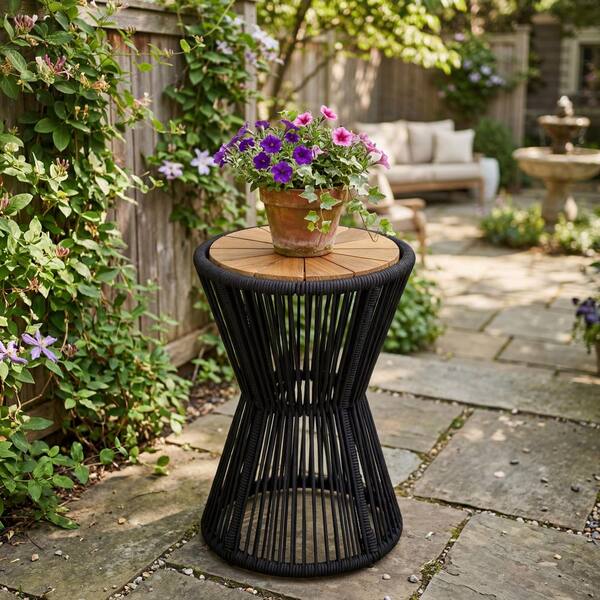 CHRISTOPHER KNIGHT HOME Nara Black Outdoor Side Table Acacia Wood