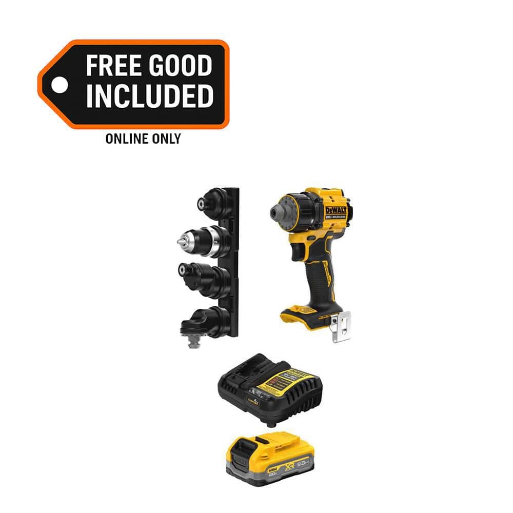 DEWALT ATOMIC 20 V MAX Lithium-Ion 1/2 in. Multi-Head Drill Driver with 20 V MAX XR Power Stack 3.5 Ah Battery and Charger (DCD803BWCBP320C)