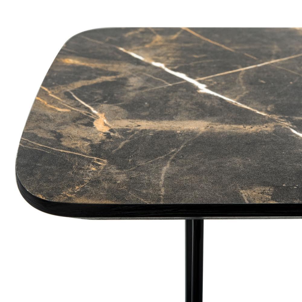 Transitional Black Wood and Metal Console Table with Storage