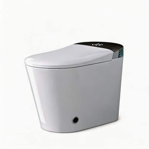 Elongated Bidet Toilet 1.28 GPF in White with Heated Seat, Foot Kick, Auto Lid, Warm Air Dryer