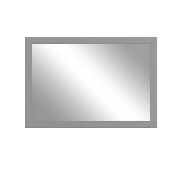 CASAINC 46 in. W x 34 in. H Rectangle Modern Wood Framed Wall Mounted Bathroom Vanity Mirror in Grey