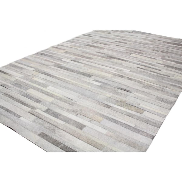 Santa Fe Grey 8 ft. x 10 ft. Striped Contemporary Area Rug