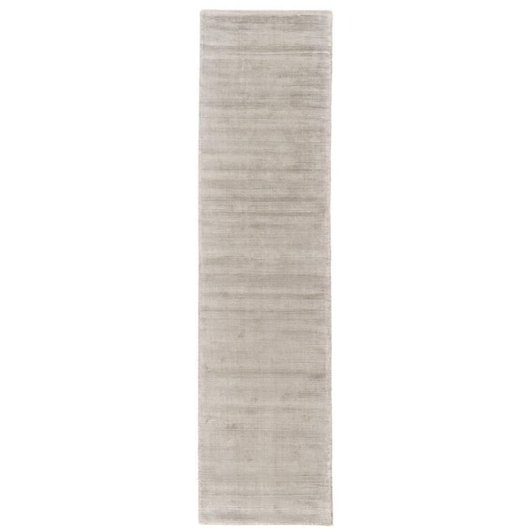 2 ft. x 10 ft. Ivory and Tan Solid Color Area Rug