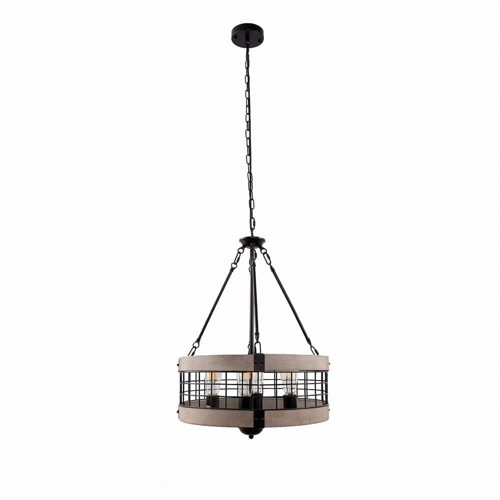 Briignite 17 in. 4-Light Black and Grey No Decorative