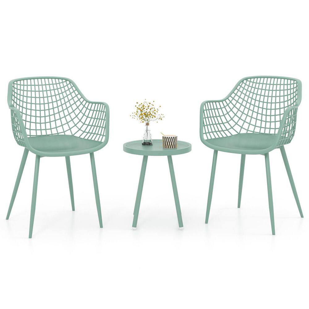 3-Piece Patio Chair Set with PP Seats and Matching Tabletop for Porch, Green price history on PriceWatchPro