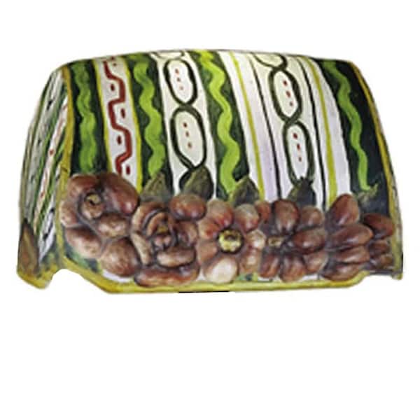 Puffy 6.5 in White & Green Colorful Glass Novelty Universal Shade with no fitter