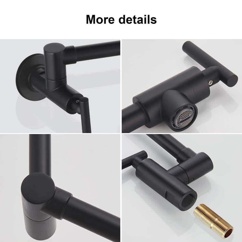 Matte Black Wall Mount Single Handle Pot Filler Faucet