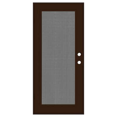 Full View 32 in. x 80 in. Right-Hand/Outswing Copper Aluminum Security Door with Meshtec Screen