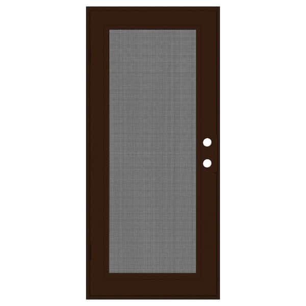 Unique Home Designs Full View 36 in. x 80 in. Right-Hand/Outswing Copper Aluminum Security Door with Meshtec Screen
