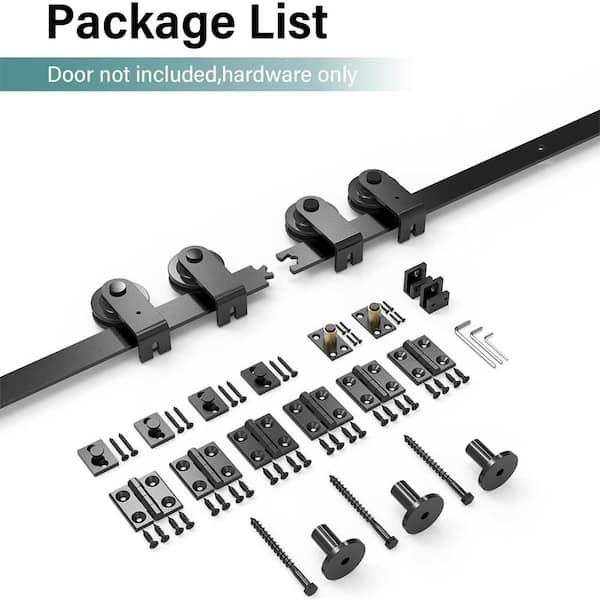 WINSOON 4 ft. /48 in. I Shape Frosted Black Top Mount Bi-Fold Sliding Barn Door Hardware Track Kit for 4-Doors