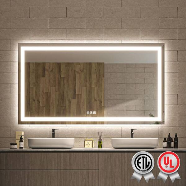 waterpar 72 in. W x 40 in. H Rectangular Frameless Wall Bathroom Vanity ...