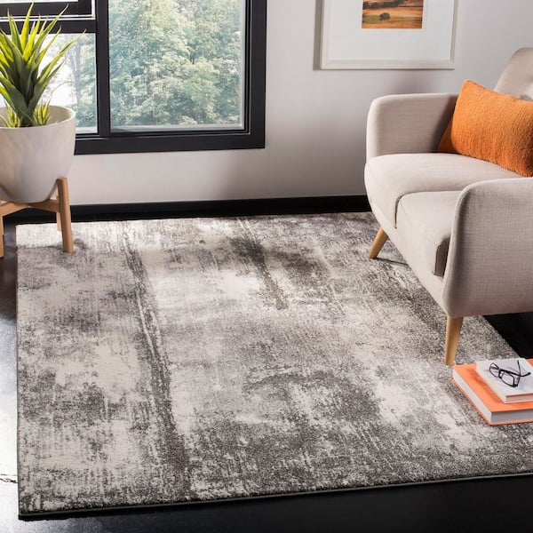 Spirit 9 ft. x 12 ft. Dark Gray/Ivory Distressed Abstract Area Rug