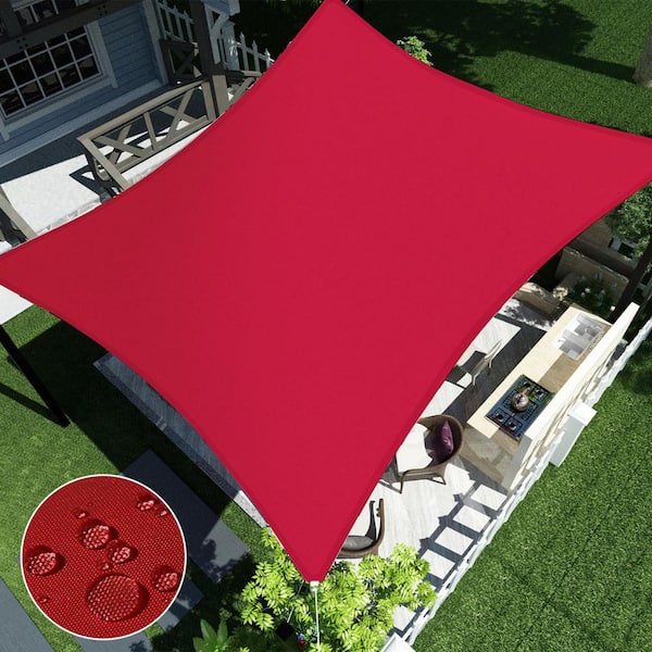 16 ft. x 16 ft. Waterproof Sun Shade Sail Rectangle Canopy Cover UV Blockage for Outdoor Patio Pergola Backyard (Red)