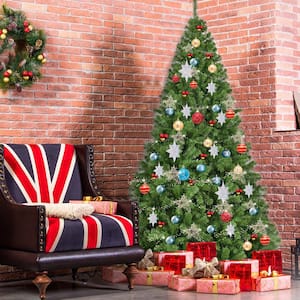 7.5 ft. Green Unlit Hinged Artificial Christmas Tree Pine Tree with 1346 Tips