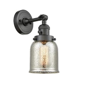 Bell 5 in. 1-Light Oil Rubbed Bronze Wall Sconce with Silver Plated Mercury Glass Shade with On/Off Turn Switch