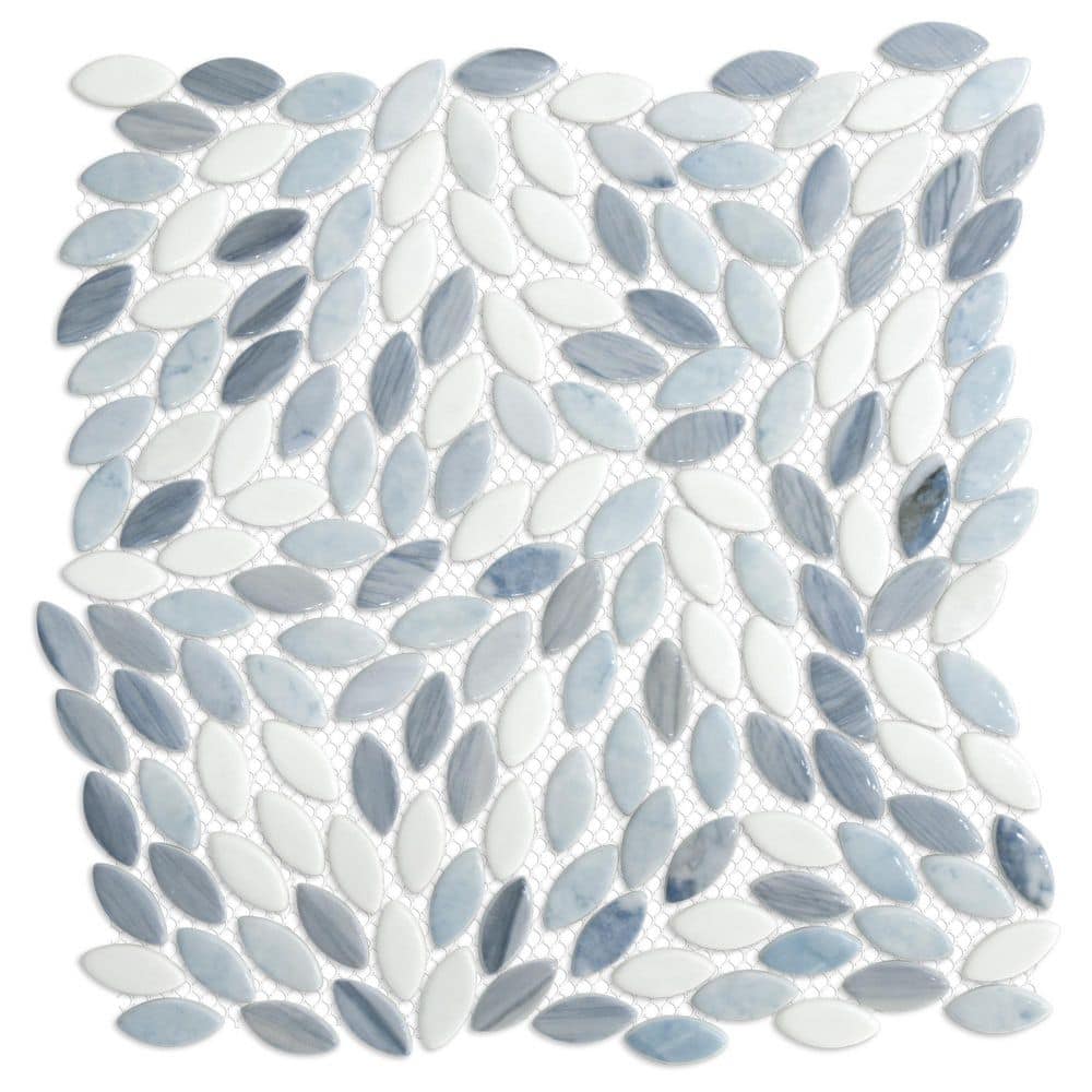 Flower Blue 11.1 in. x 11.4 in. Glossy Recycled Glass Marble Looks Floor and Wall Mosaic Tile (8.8 sq. ft. /Case) price history on PriceWatchPro