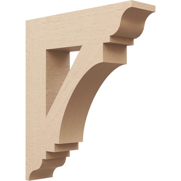 Ekena Millwork 5.5 in. x 28 in. x 24 in. Imperial Traditional Rough Cedar Woodgrain Timberthane Polyurethane Bracket, Primed Tan