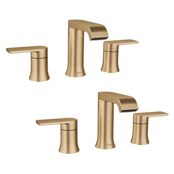Genta 8 in. Widespread Double Handle Bathroom Faucet with Drain Kit Included in Bronzed Gold (Valve Included)