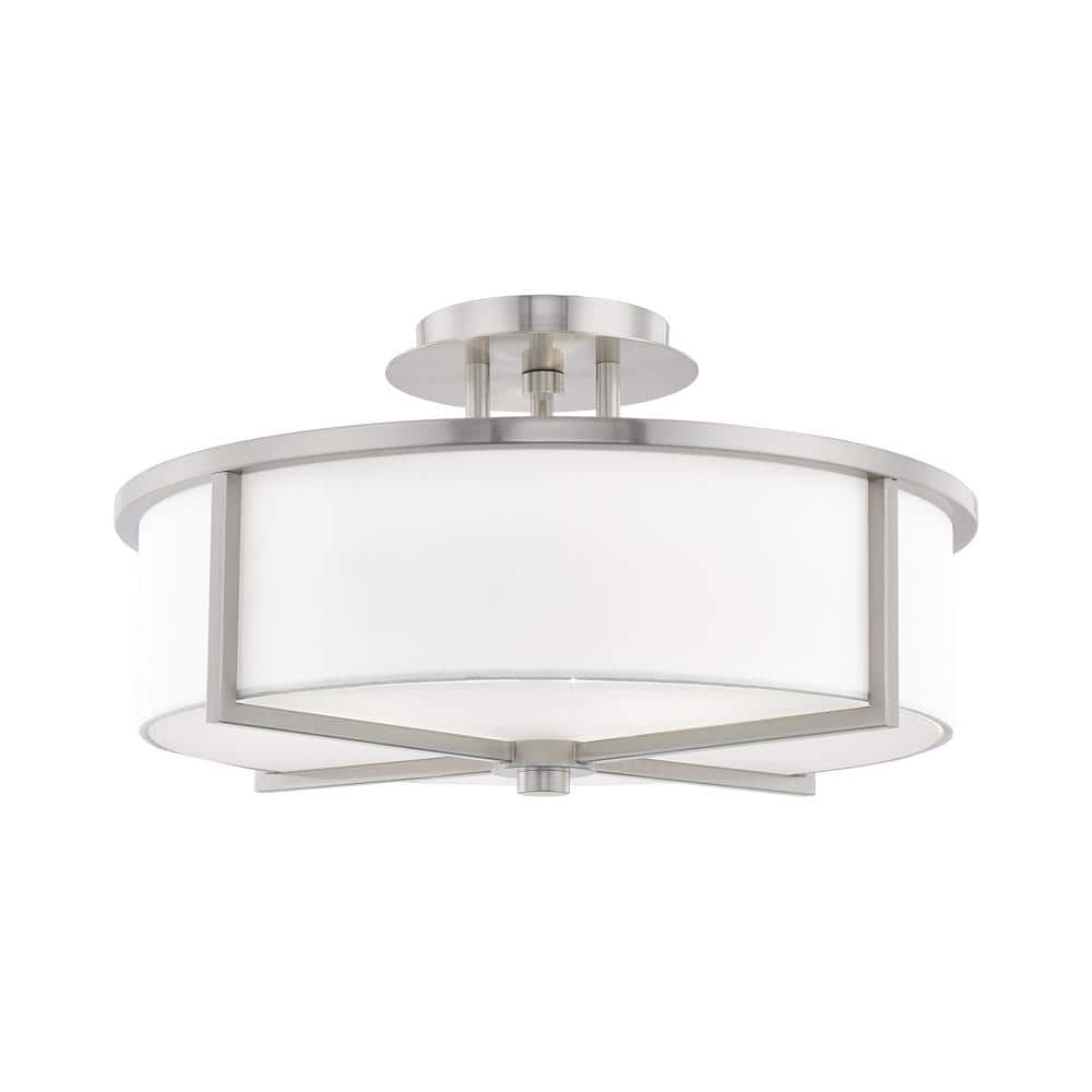 Wesley Brushed Nickel 3-Light Drum Ceiling Mount