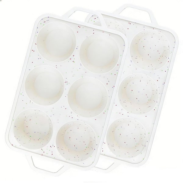 2-Pack Jumbo Muffin Pan with Metal Reinforced Frame, Silicone Cupcake Pan, 6-Cup Jumbo Size, BPA Free, Dishwasher Safe