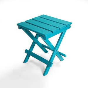 Blue Plastic HDPE All-Weather Folding Outdoor Side Table
