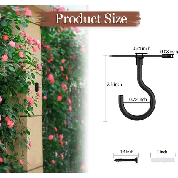 EVEAGE 2.5 in. Black Metal Wall Mount Hangers Plant Hooks (2-Pack)  B0B53T1XMT/YCQ - The Home Depot