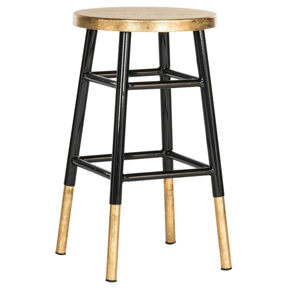 Black and Gold Metal Backless Counter Stool