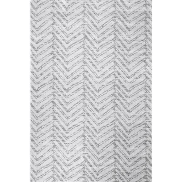 Rosanne Geometric Herringbone Gray 8 ft. x 10 ft. Area Rug