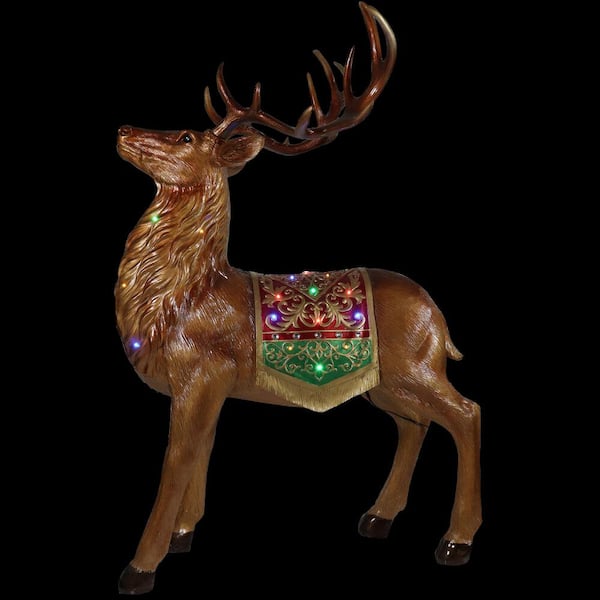 Fraser Hill Farm 5 ft. Christmas Standing Reindeer with Long-Lasting LED Lights and Metallic