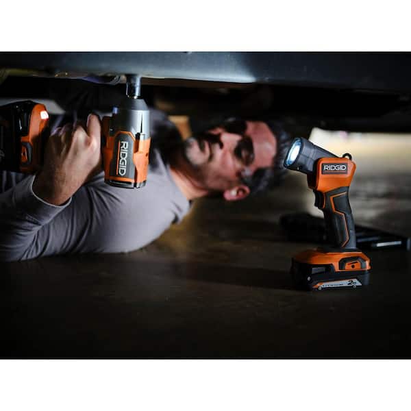 RIDGID - 18V Cordless 10-Tool Combo Kit with 2.0 Ah Battery, 4.0 Ah Battery, Charger, and Tool Bag