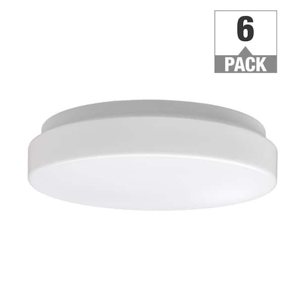 6-Pack Low Profile 7 in. White Round 4000K Bright White LED Flush Mount Ceiling Light 810 Lumens Modern Smooth Cover
