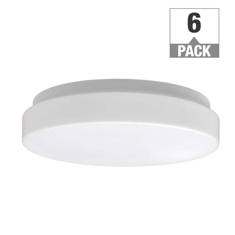 Commercial Electric Low Profile 7 in. White Round 4000K Bright White LED Flush Mount Ceiling Light 810 Lumens Modern Smooth Cover (6-Pack) -  54663141-6PK