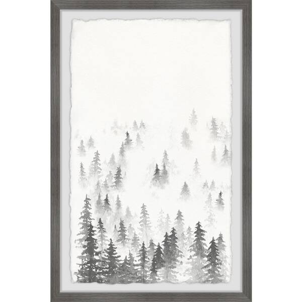 Unbranded "Snowy Fir Trees" by Marmont Hill Framed Nature Art Print 24 in. x 16 in. .